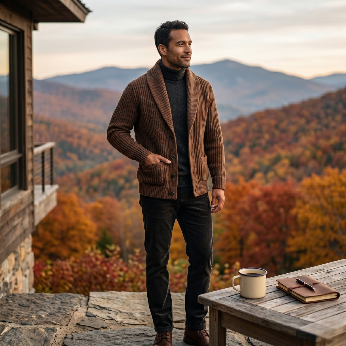 The Aldercrest Men’s Chunky Button Up Knitted Shawl Collar Cardigan