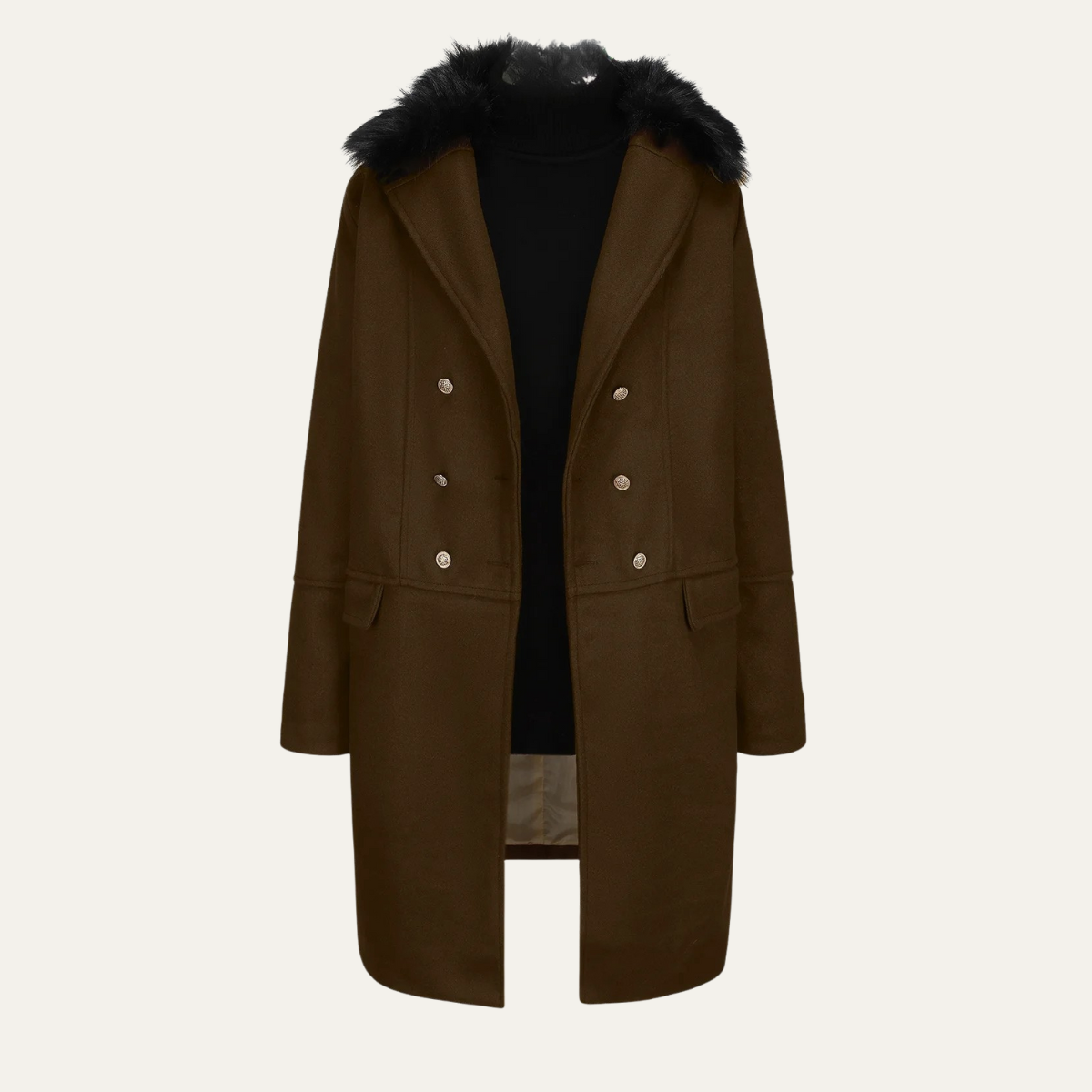 The Courmayeur Men's Streetwear Fur Collar Double breasted Jacket