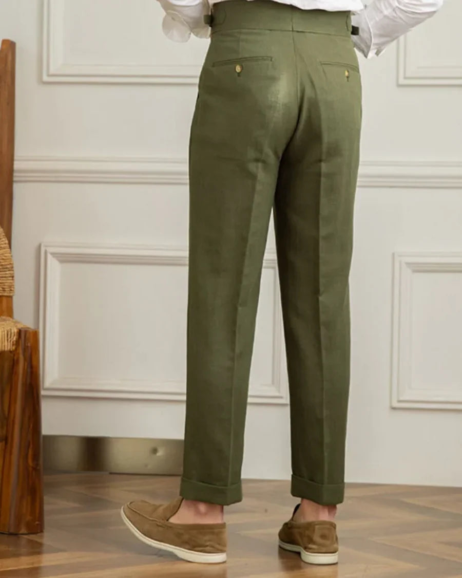 The Laguna Men's Pleated Tailored Linen Pants