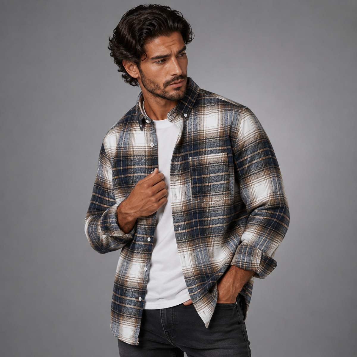 The Carpi Men’s Plaid Casual Flannel Shirt