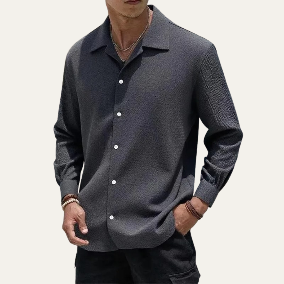 The Frascati Men’s Relaxed Fit  Casual Textured Shirt
