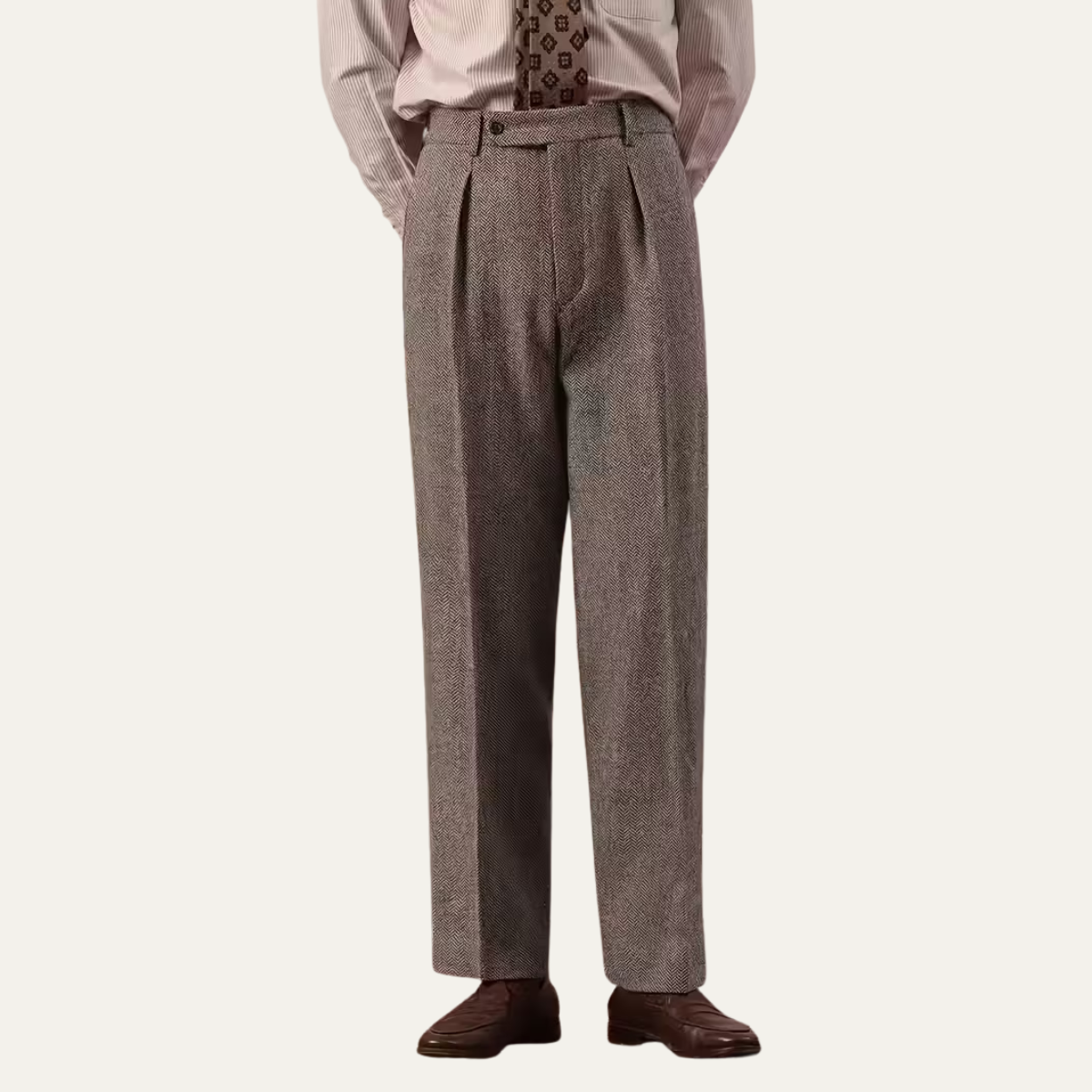 The Red Hill Men’s High Waisted Houndstooth Pleated Dress Pants