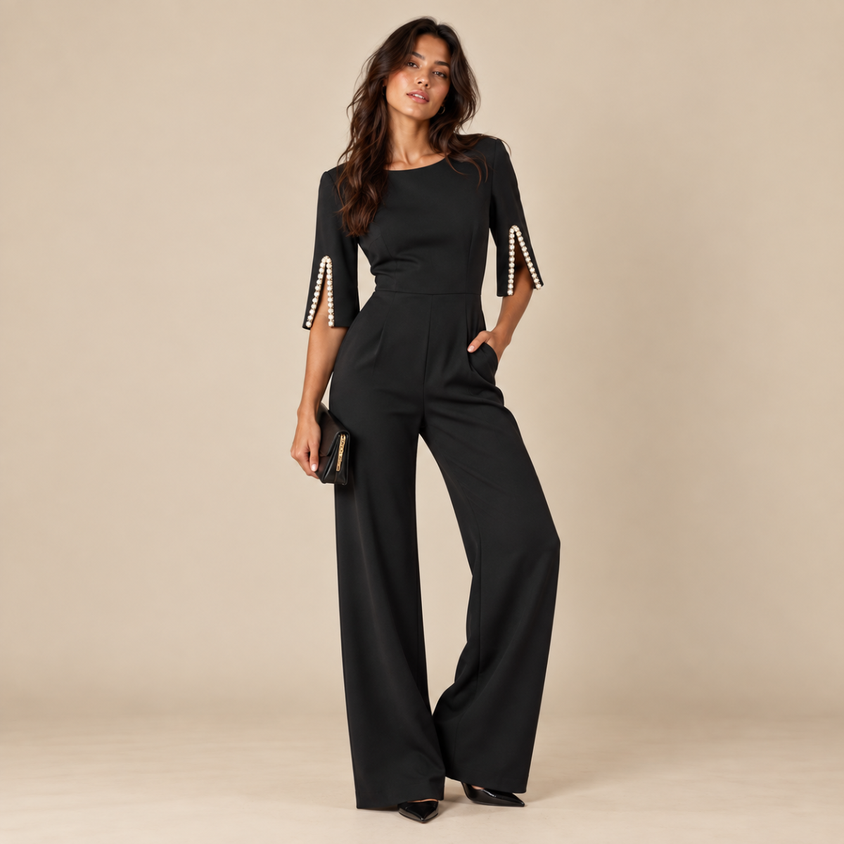 Women's Elegant Tailored Wide Leg Jumpsuit
