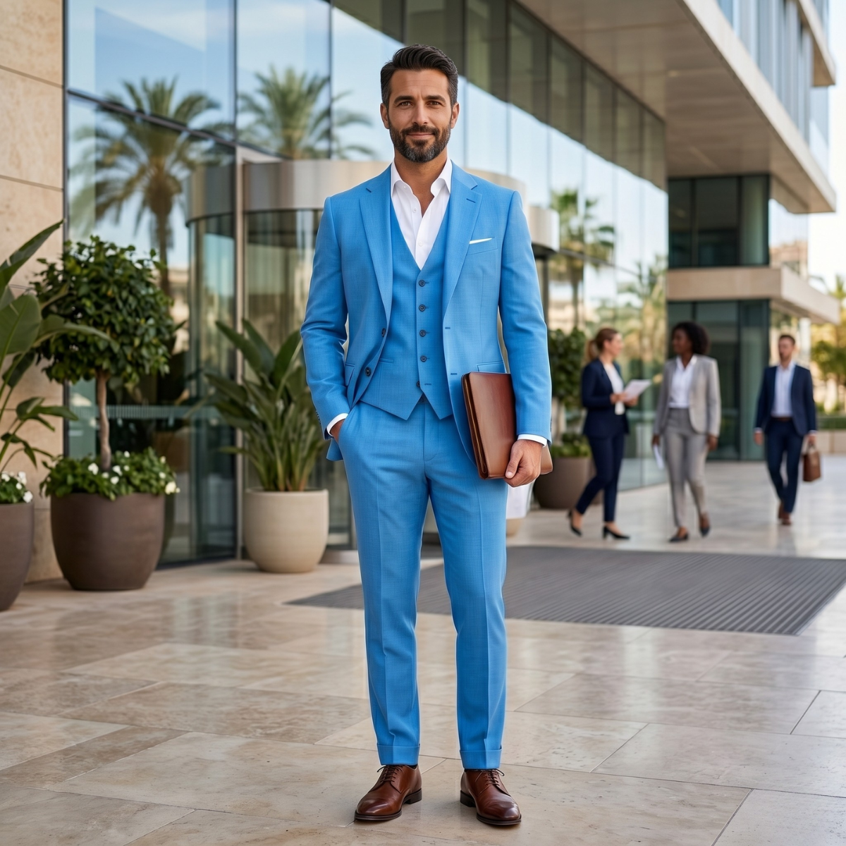 The Carovigno Men’s Business 3 Piece Suit – Slim Fit Jacket Vest Pants