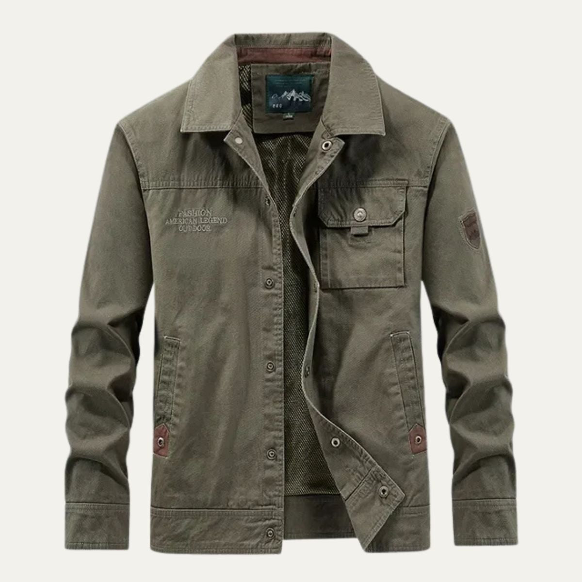 Men's Utility Jacket Beige Multi Pocket Casual