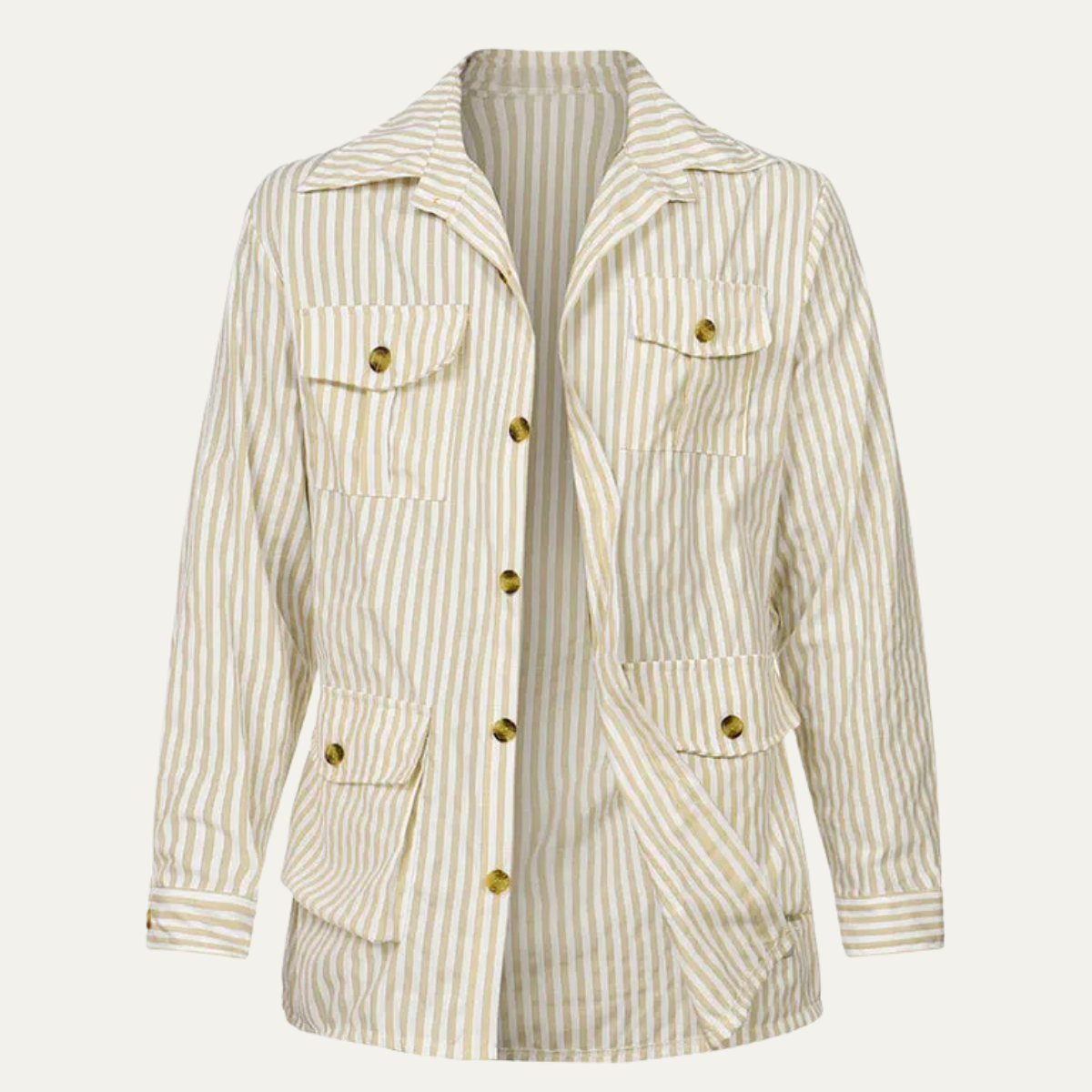 The Bramblewood Men’s Streetwear Striped Button Down Shirt with Pockets