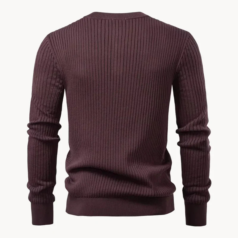 The Taormina Men's Ribbed Henley Knit Sweater