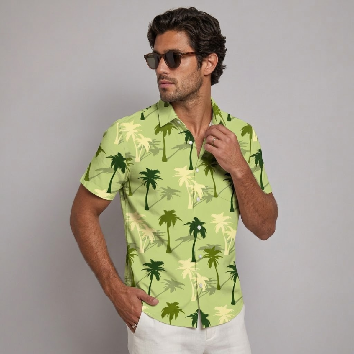 The Pinebrook Hill Men’s Tropical Coconut Print Hawaiian Beach Shirt