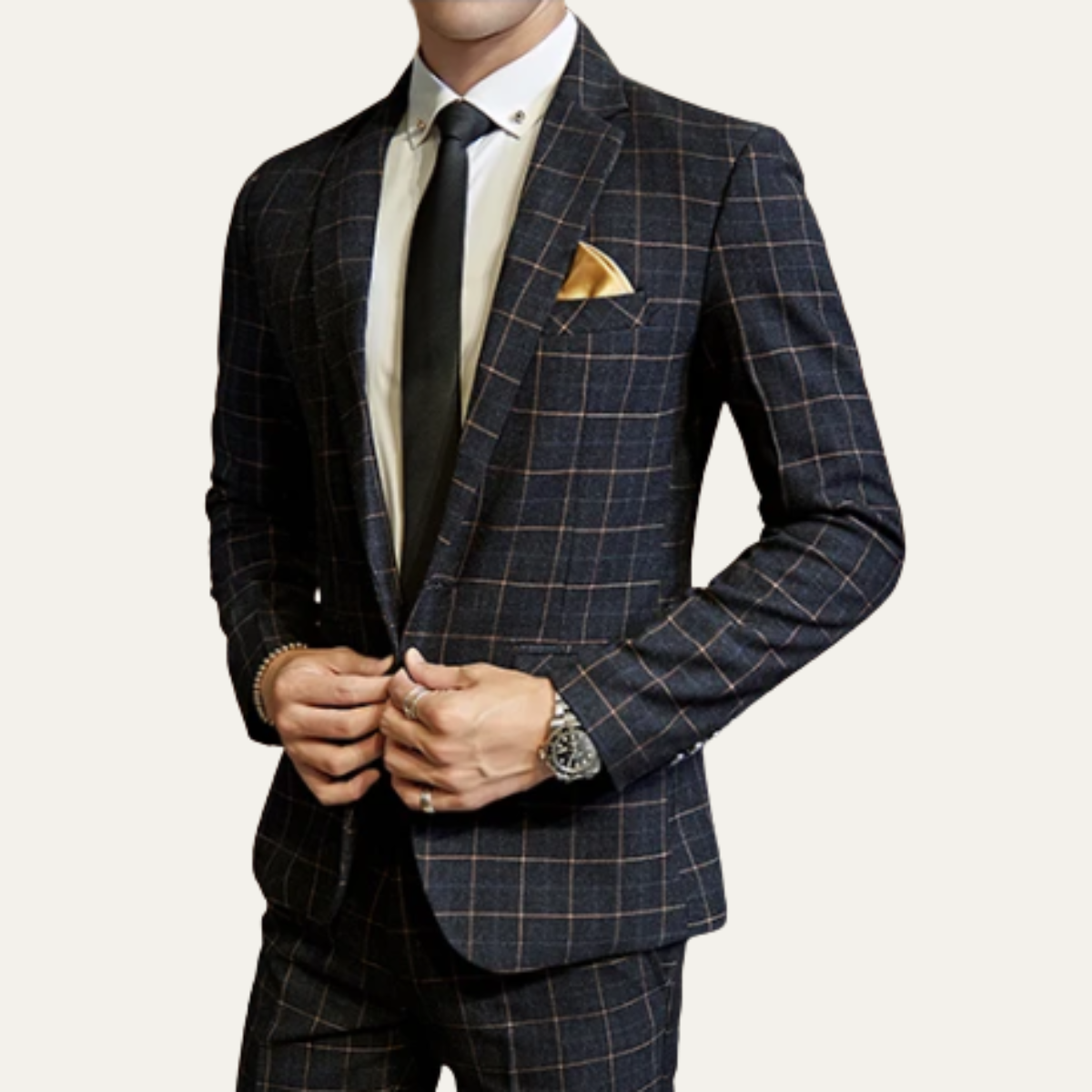 The Padova Men’s Plaid 3 Piece Suit – Slim Fit Blazer Vest and Pants