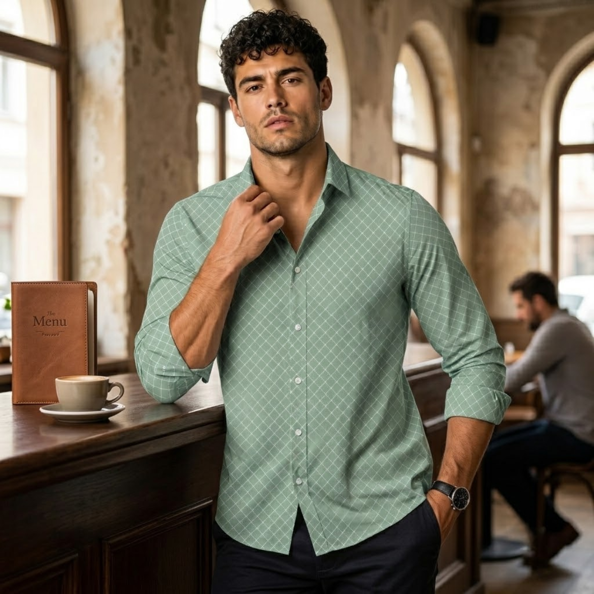 The Merano Men’s Geometric Print Button Down Shirt