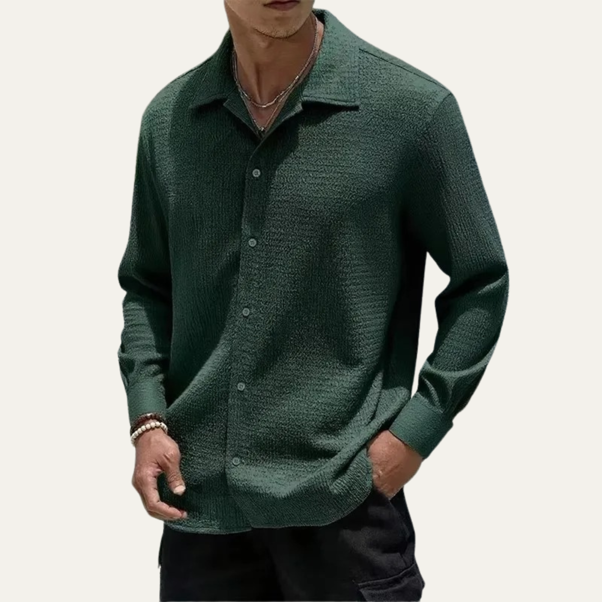 The Frascati Men’s Relaxed Fit  Casual Textured Shirt