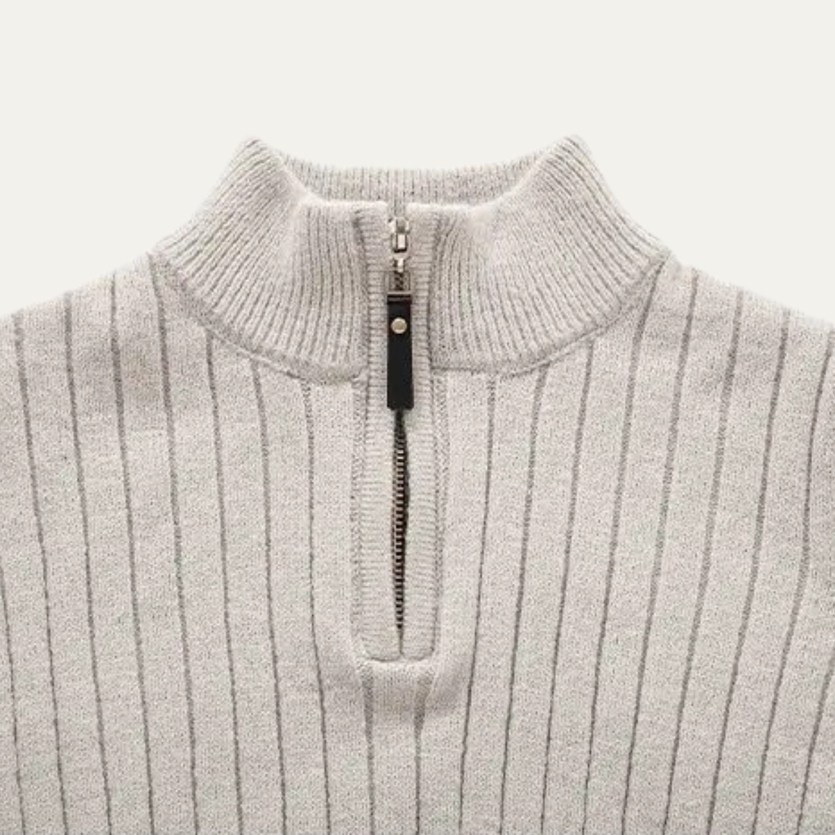 The Favignana Men's Knitted Stand Collar Ribbed Half Zip Sweater