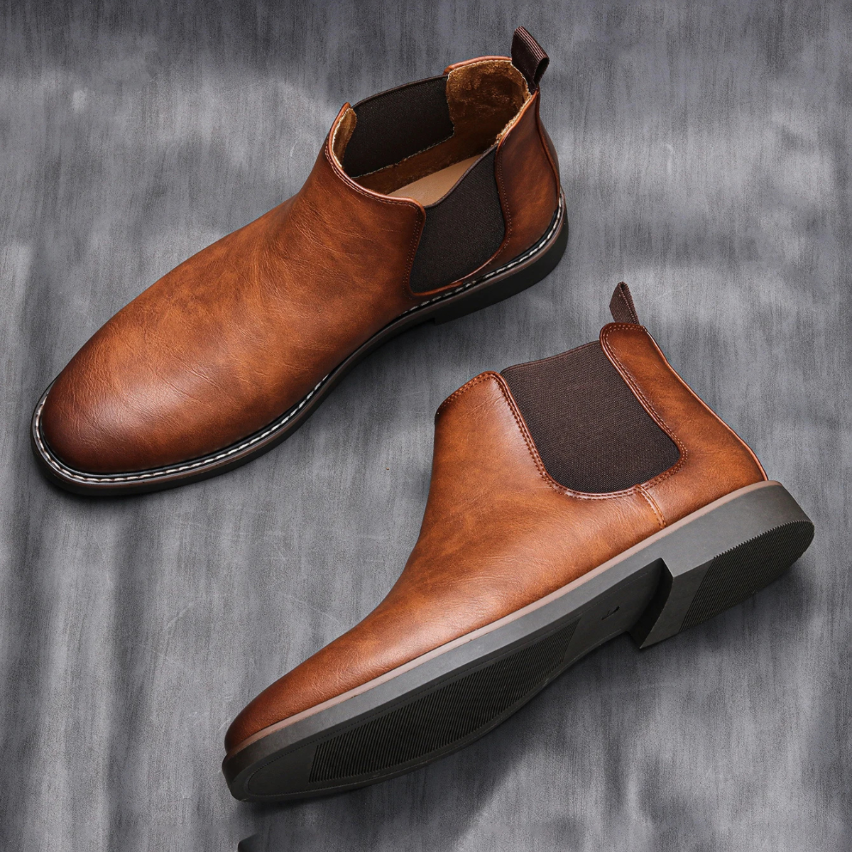 The Mantova Men’s Classic Retro Slip On Ankle Leather Chelsea Boots