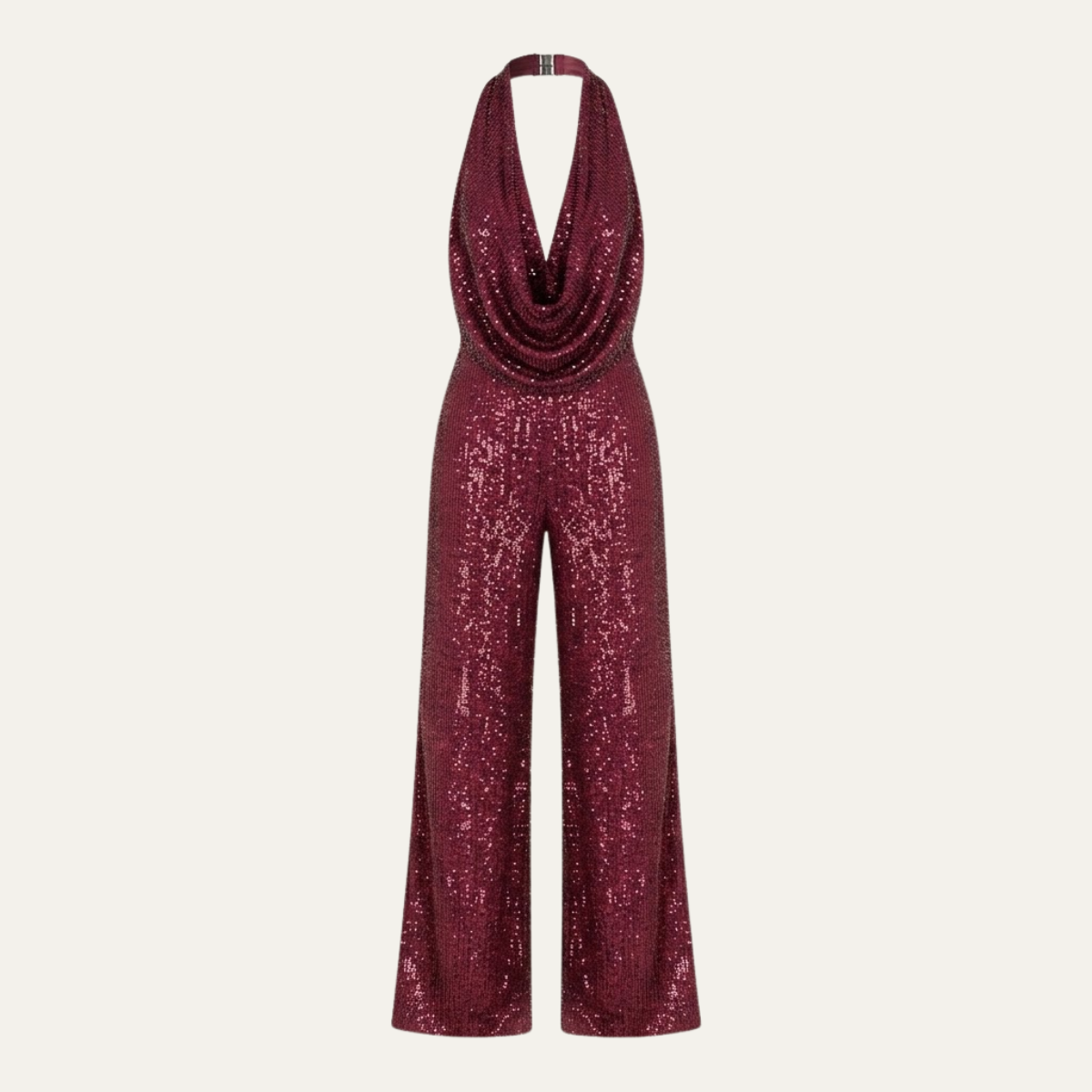Women's Elegant Sequin Cowl Neck Wide Leg Jumpsuit
