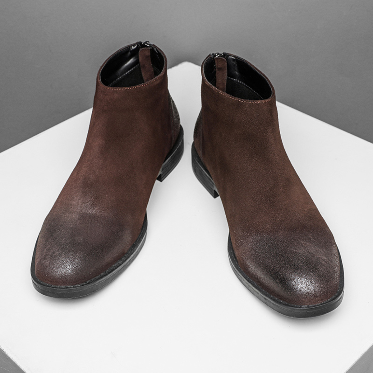 The Stonebridge Men’s Vintage Leather Suede Chelsea Boots with Zipper