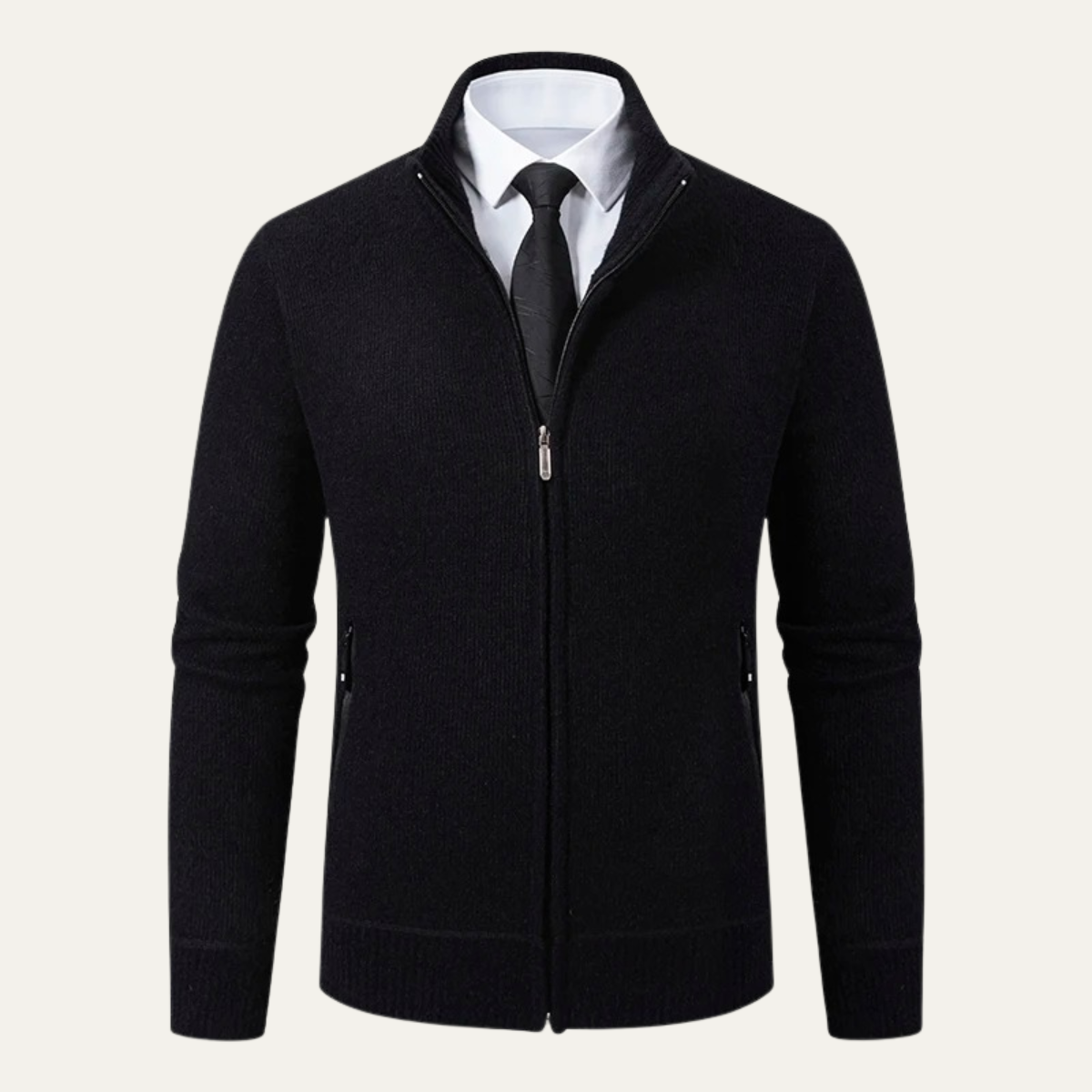 The Inverness Men’s Elegant Knit Zip Cardigan with Pockets