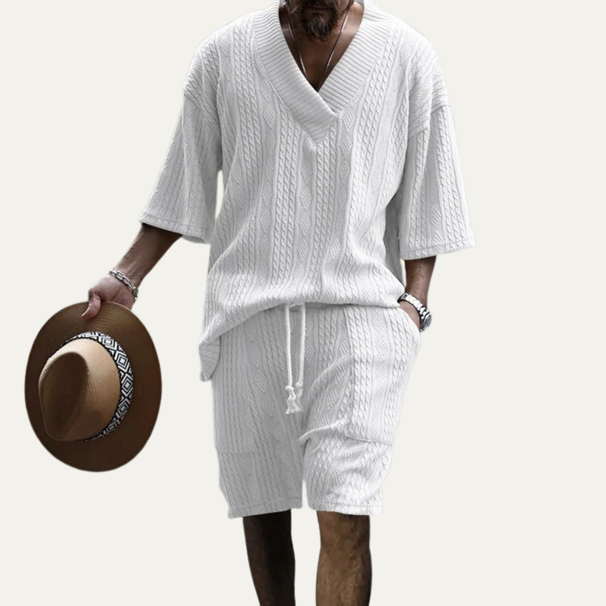 The Glenhurst Ridge Men’s Breathable Summer Knitted Set – Polo Shirt & Short