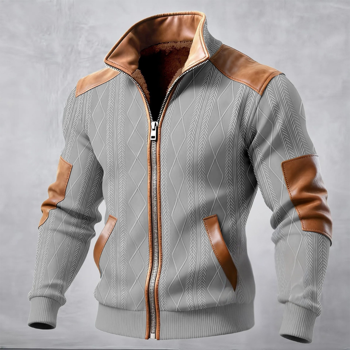 The Glenmeadow Men's Warm Fleece Lined Cable Knit Zip Up Sweater Jacket