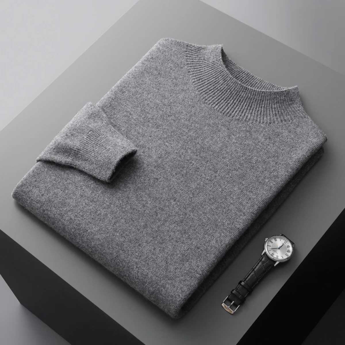 The Taranto Men’s Plain Mock Neck Knit Sweater