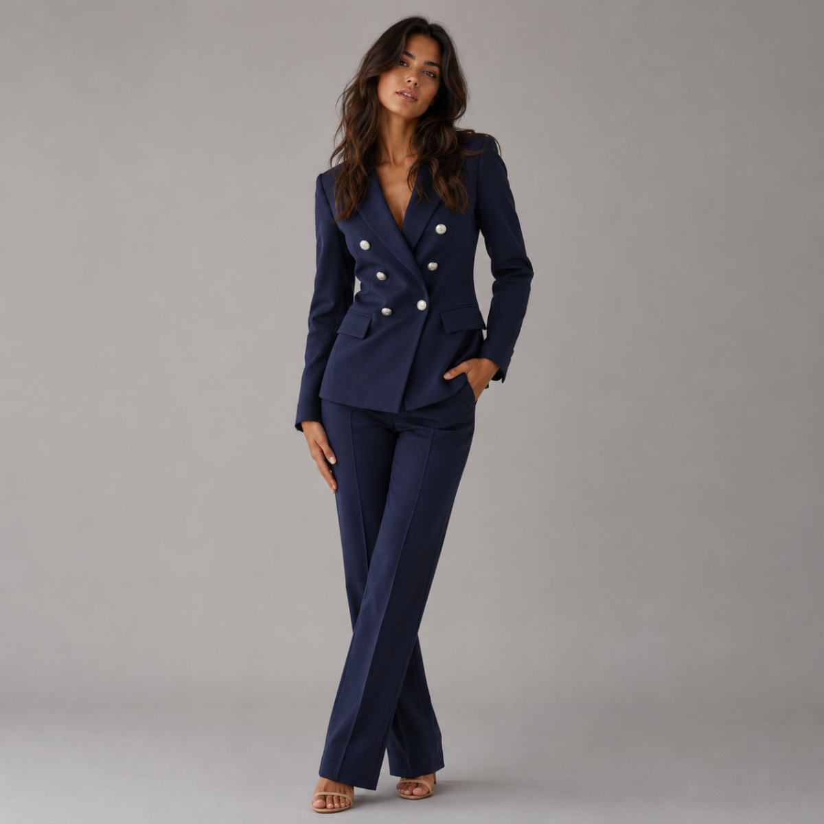 Tailored Blazer & Straight Leg Pant Suit Set