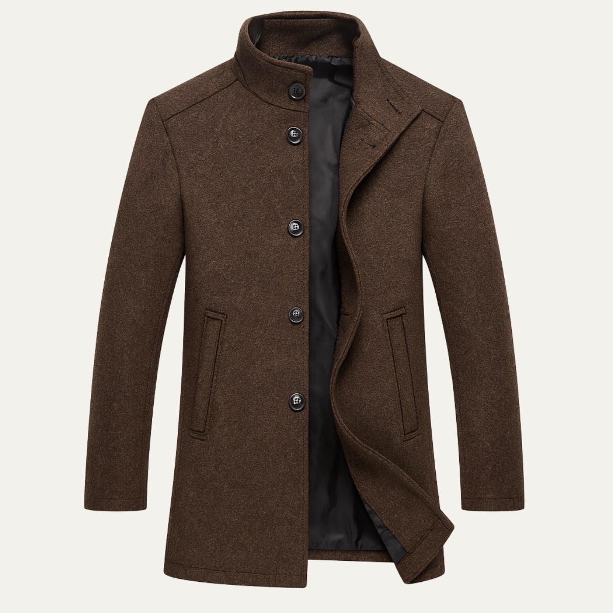 The Aldeburgh Men's Wool Blend Button Up Coat with Warm Lining