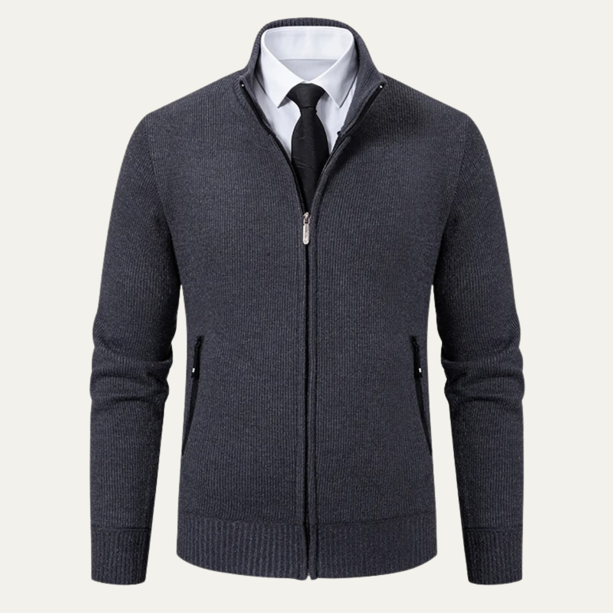 The Inverness Men’s Elegant Knit Zip Cardigan with Pockets