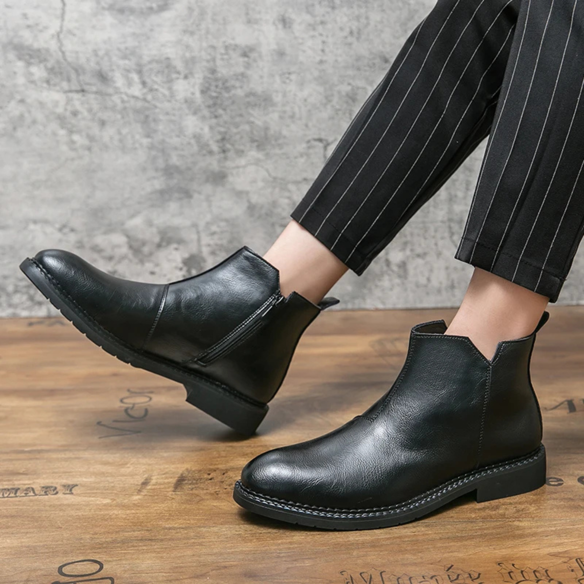 The Etna Rosso Men’s Classic Genuine Leather Ankle Shoes