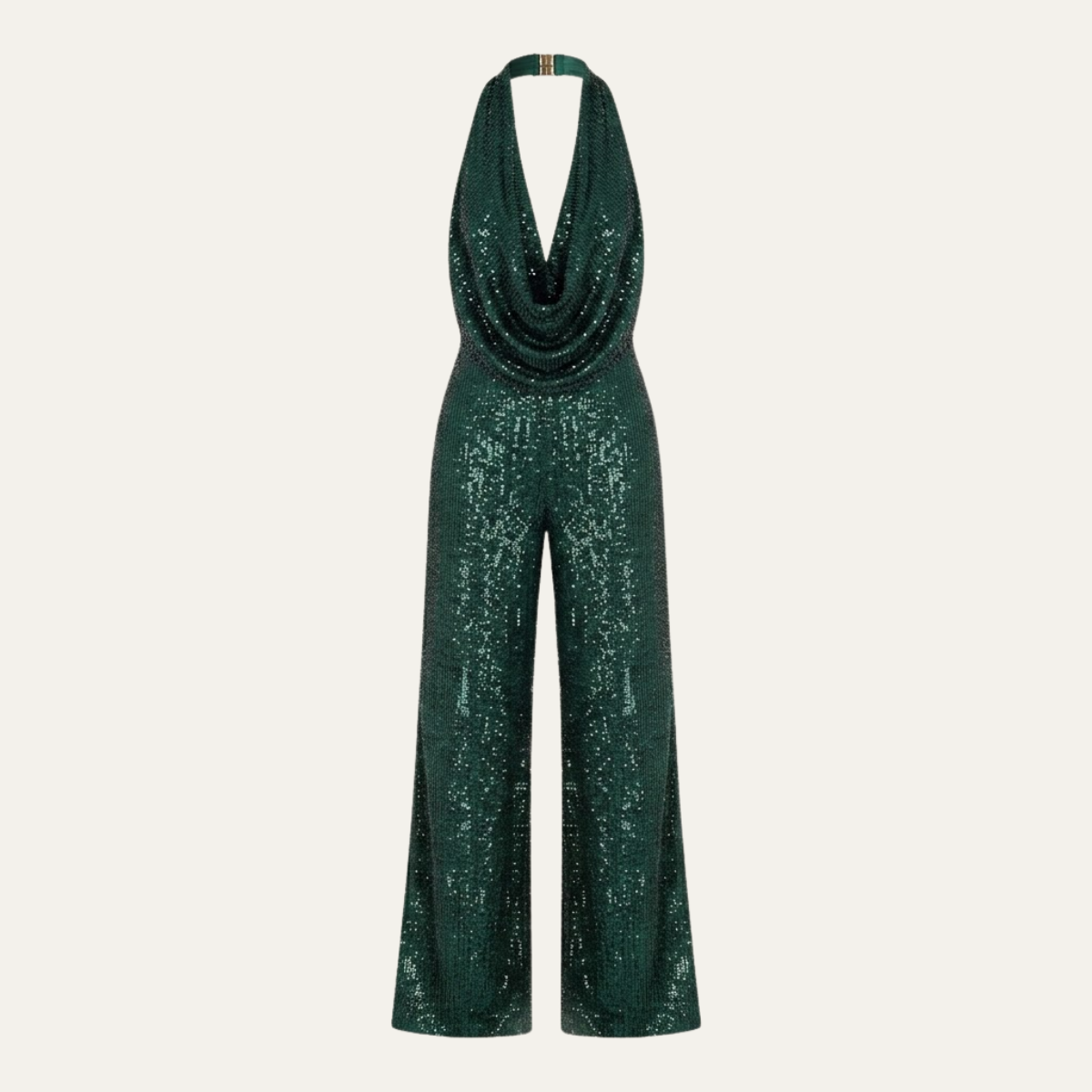 Women's Elegant Sequin Cowl Neck Wide Leg Jumpsuit