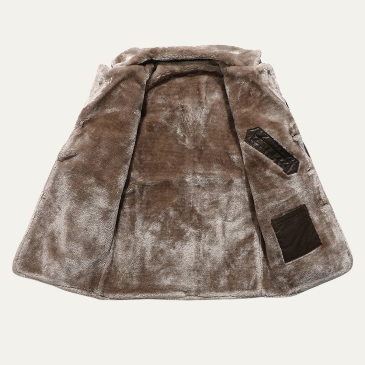 The Montefalco Men’s Button-Up Fur Lined Long Leather Winter Coat