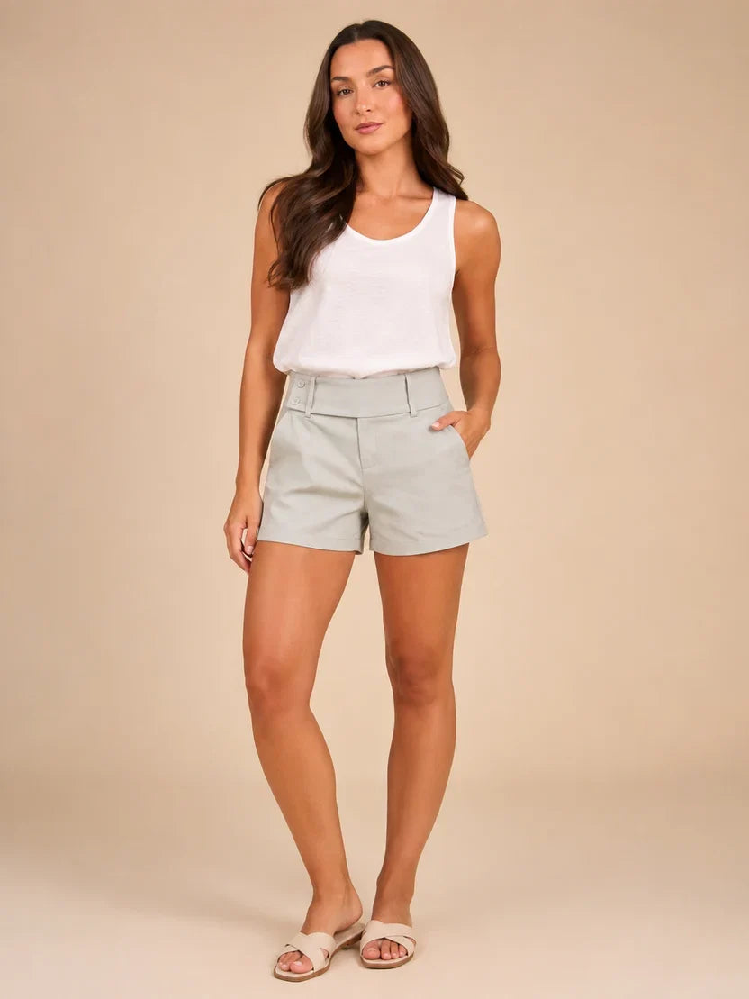 Women's Fitted High Waist Shorts with Double Button Detail