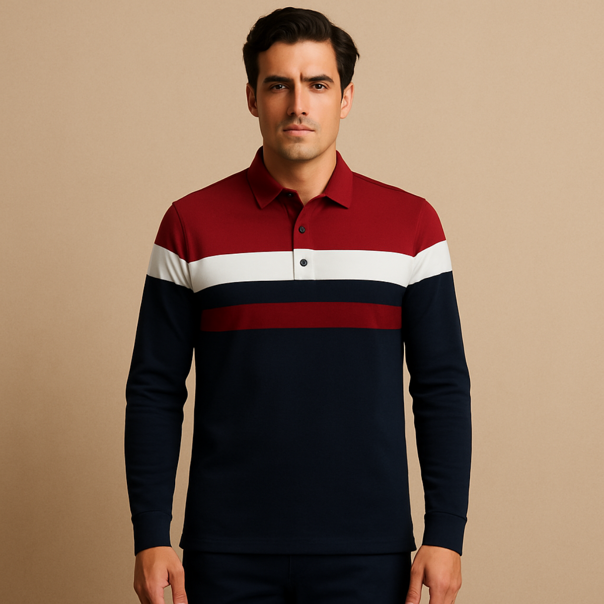 The Fairdale Men's Striped Long Sleeve Polo Shirt