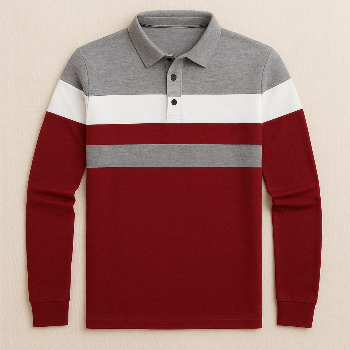 The Fairdale Men's Striped Long Sleeve Polo Shirt