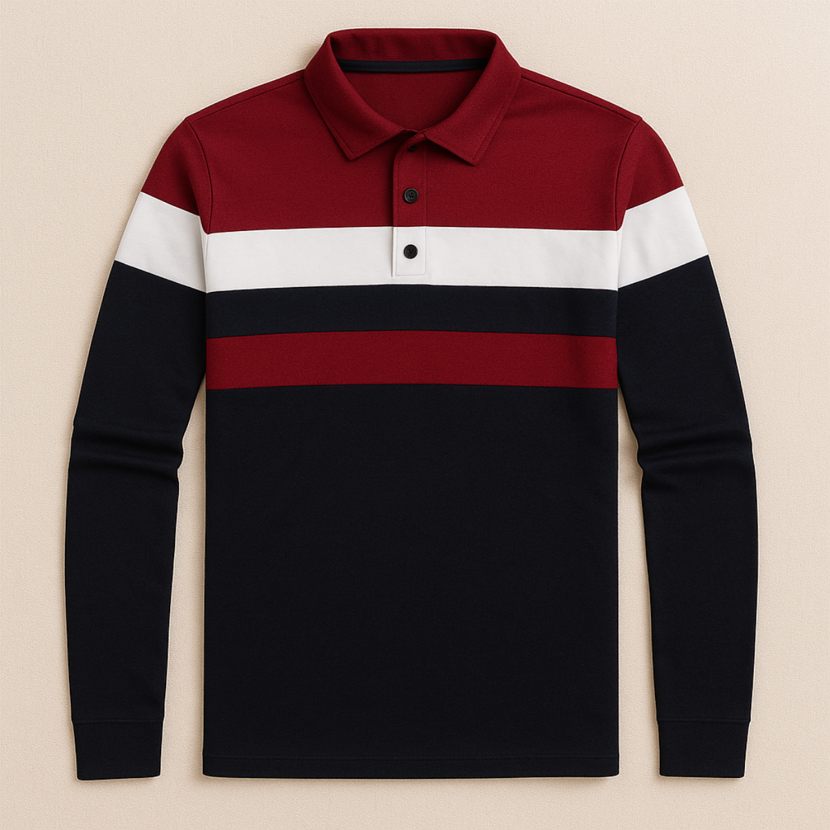 The Fairdale Men's Striped Long Sleeve Polo Shirt