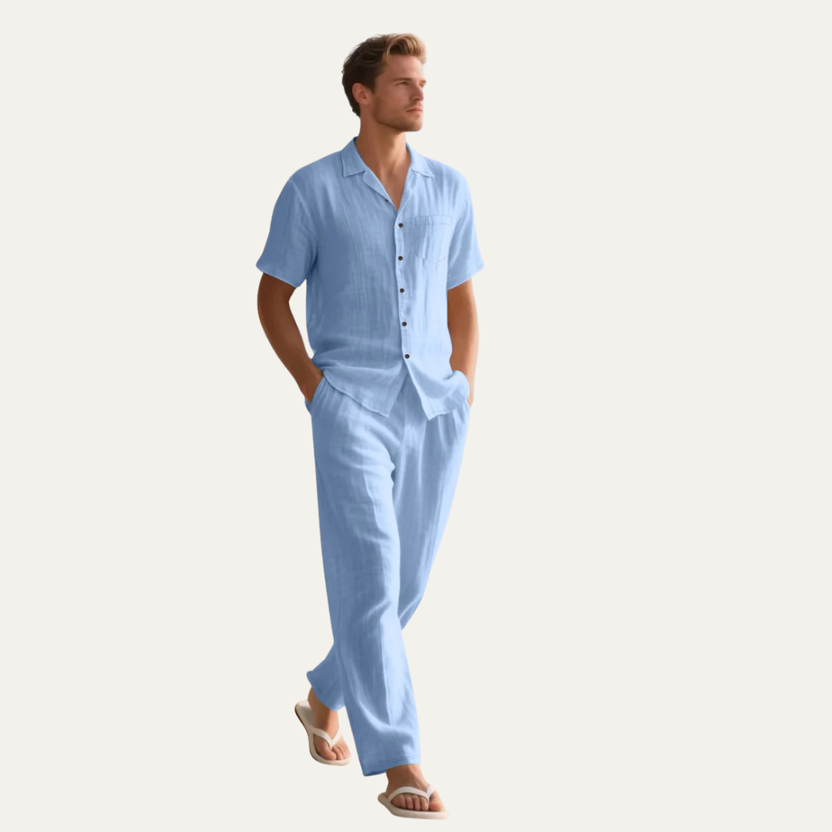 The Meadowfall Men’s Linen Trendy Summer Set – Shirt & Pants