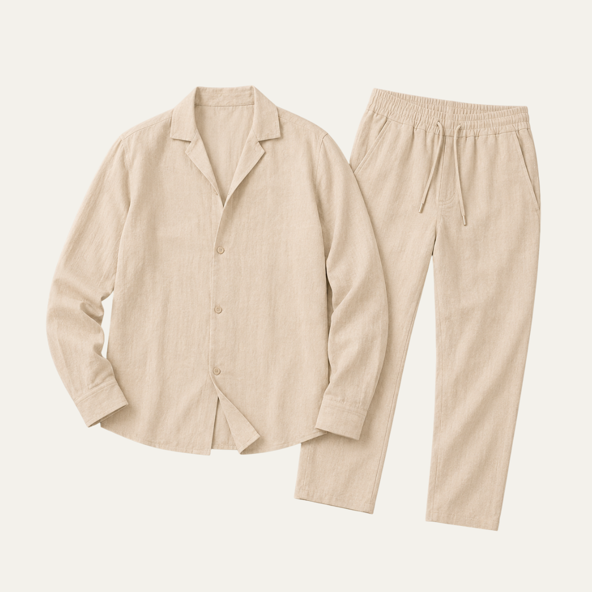 The Villa Como Men's Premium Linen Shirt &amp; Drawstring Trousers Set
