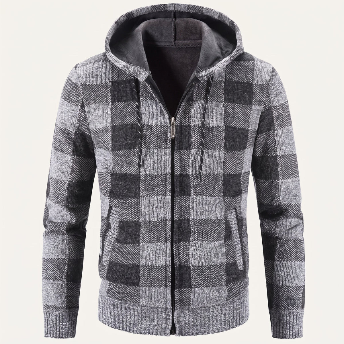Men's Plaid Zip Up Hoodie
