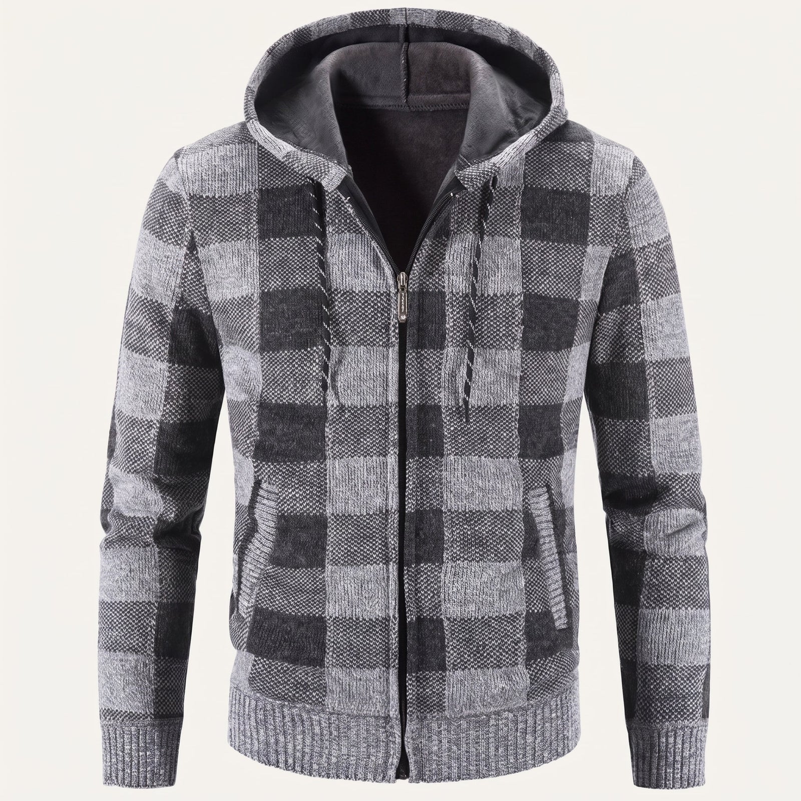 Men's Plaid Zip Up Hoodie