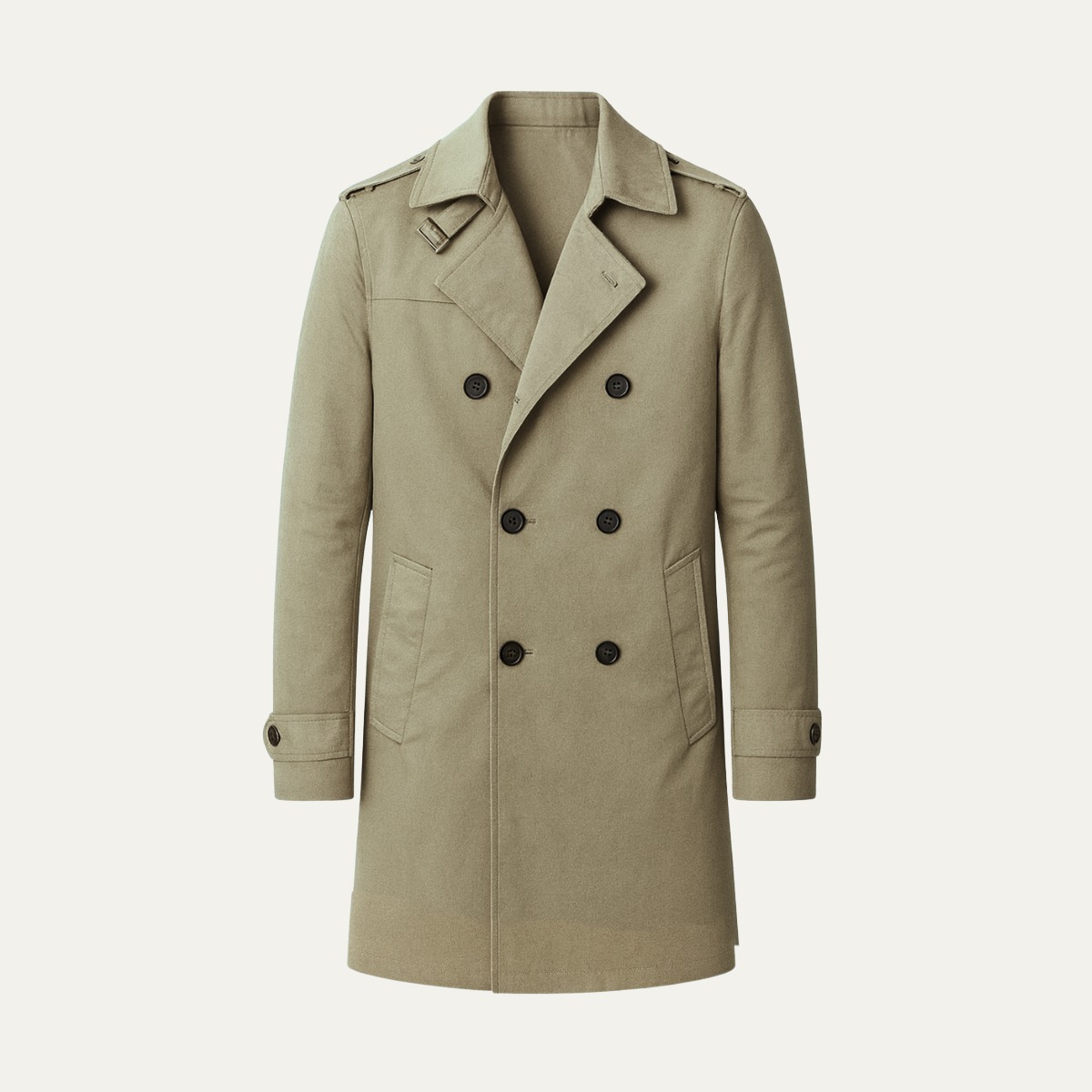 Men's Trench Coat Beige Single Breasted Notched Collar