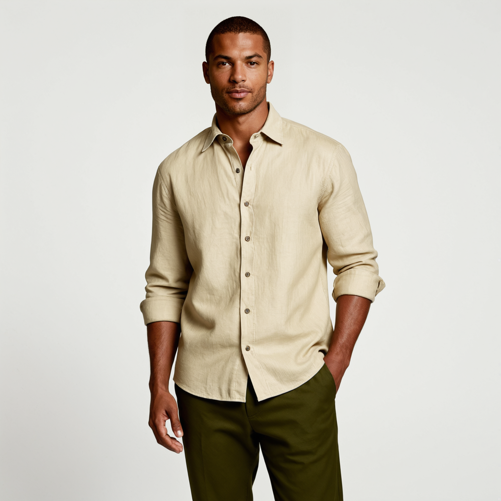 The St. Tropez Vintage Long Sleeve Linen Shirt for Men
