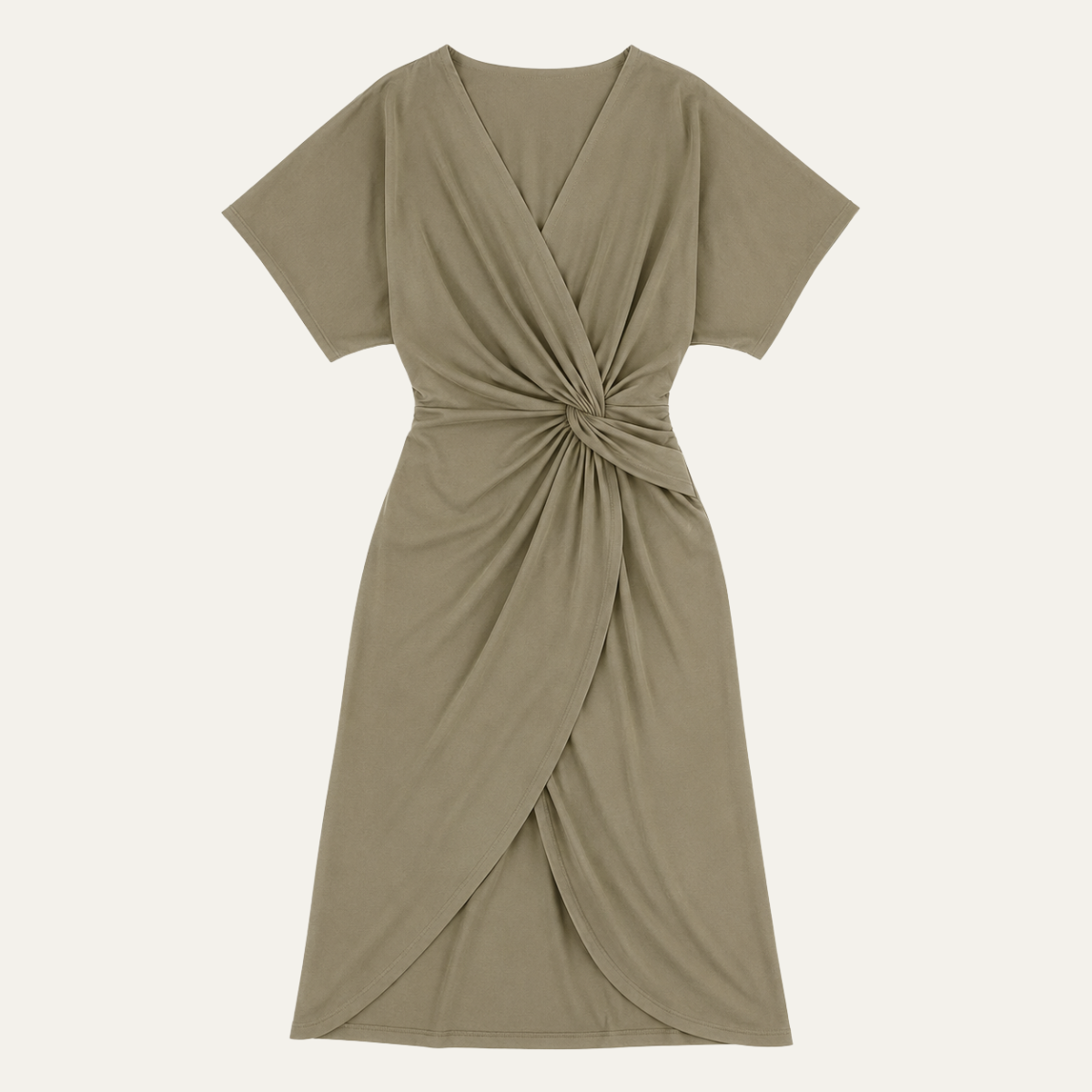 Twist Front Midi Dress - Elegant Wrap Silhouette