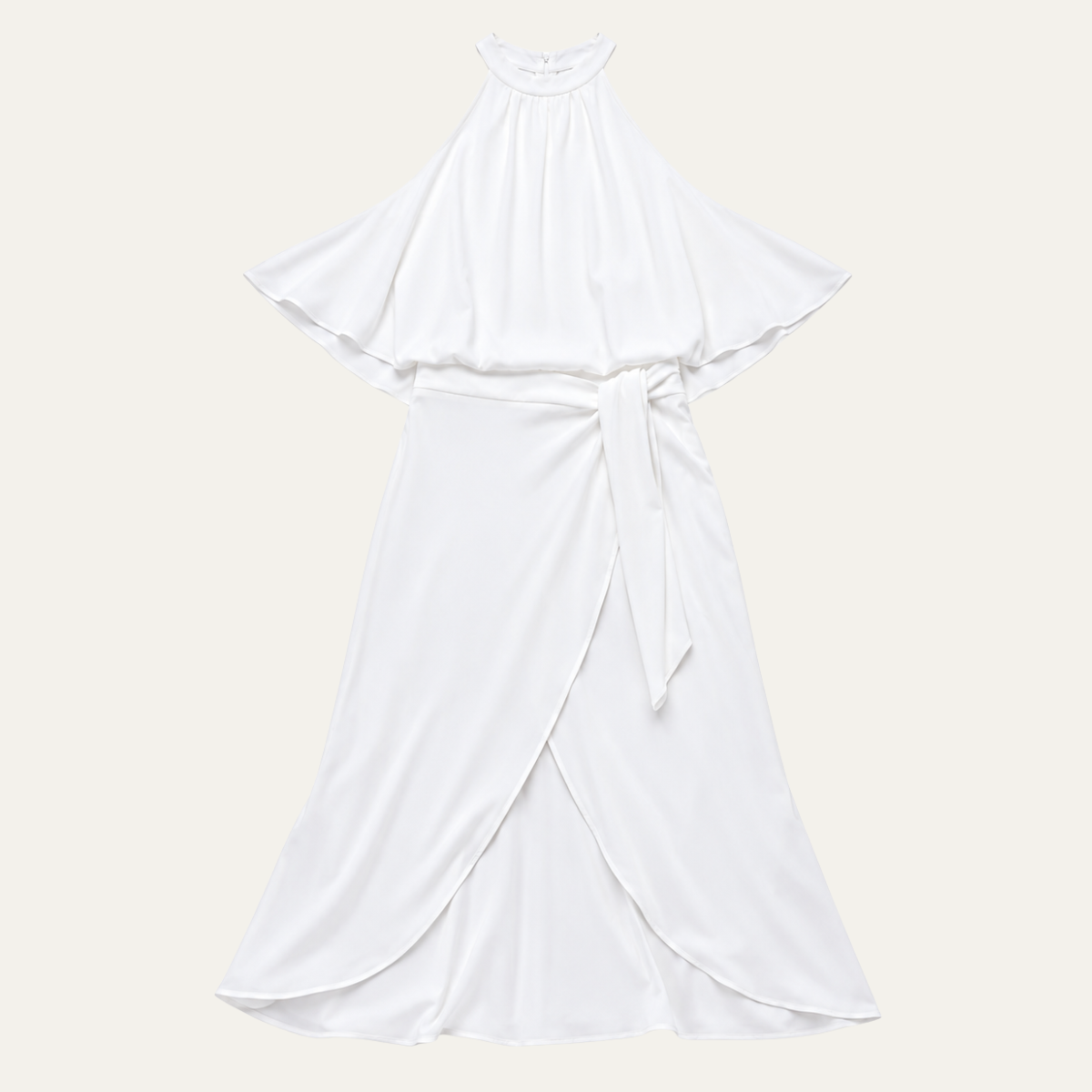 Midi Dress with Halter Neck and Off Shoulder