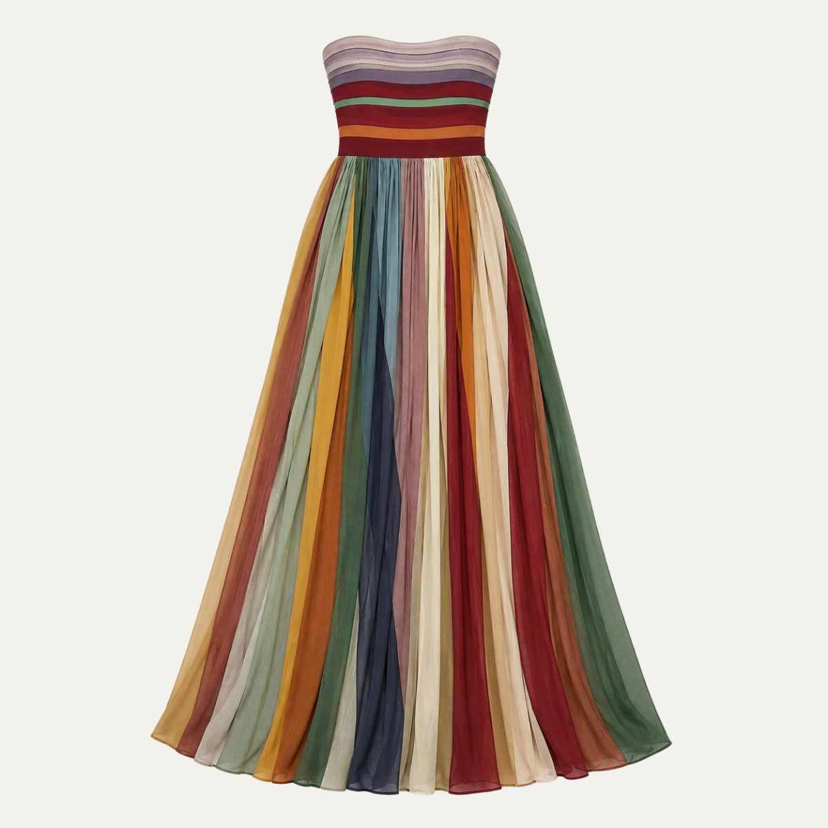 Pleated Strapless Maxi Dress