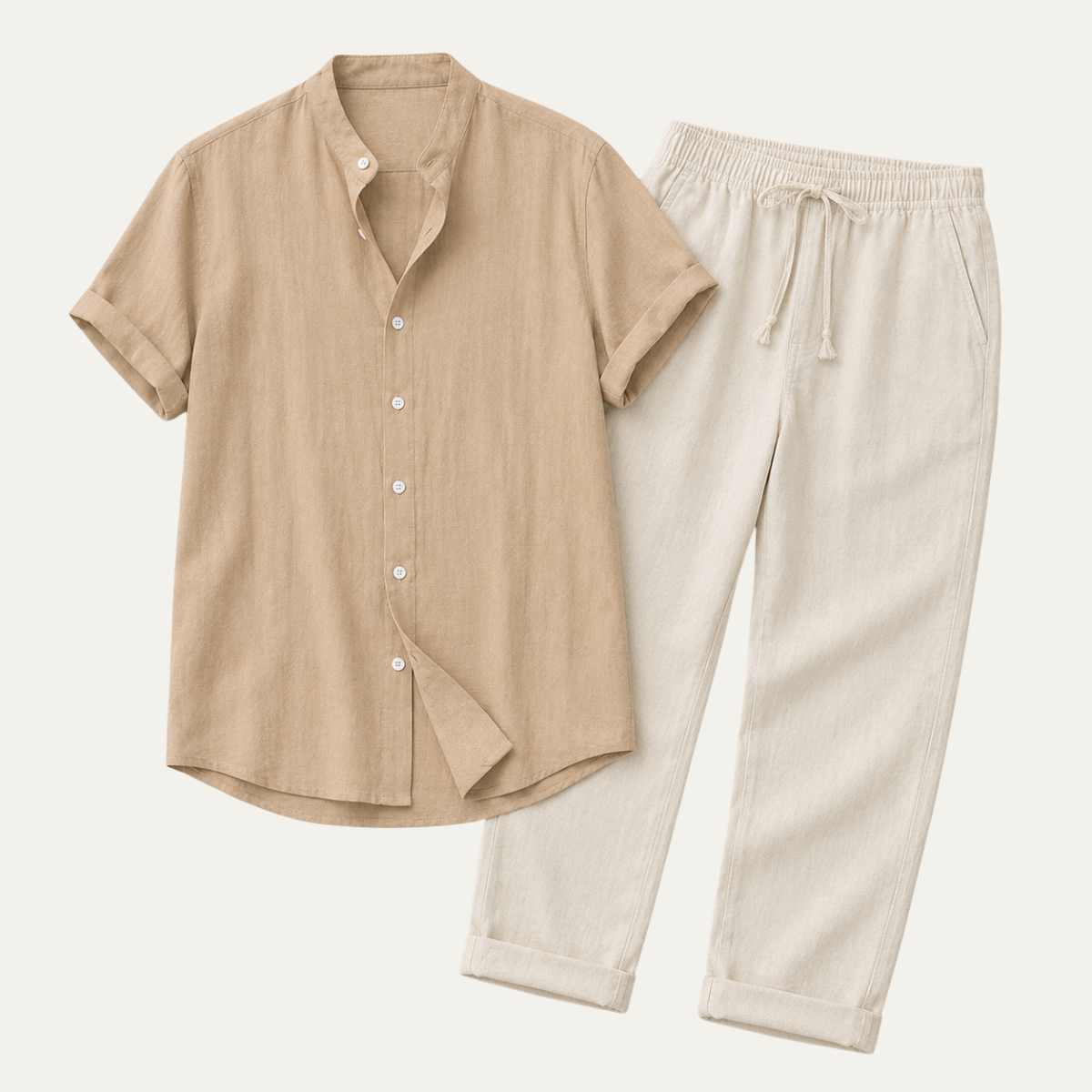 The Brentwood Men's Short Sleeve Linen Shirt &amp; Drawstring Pants Set