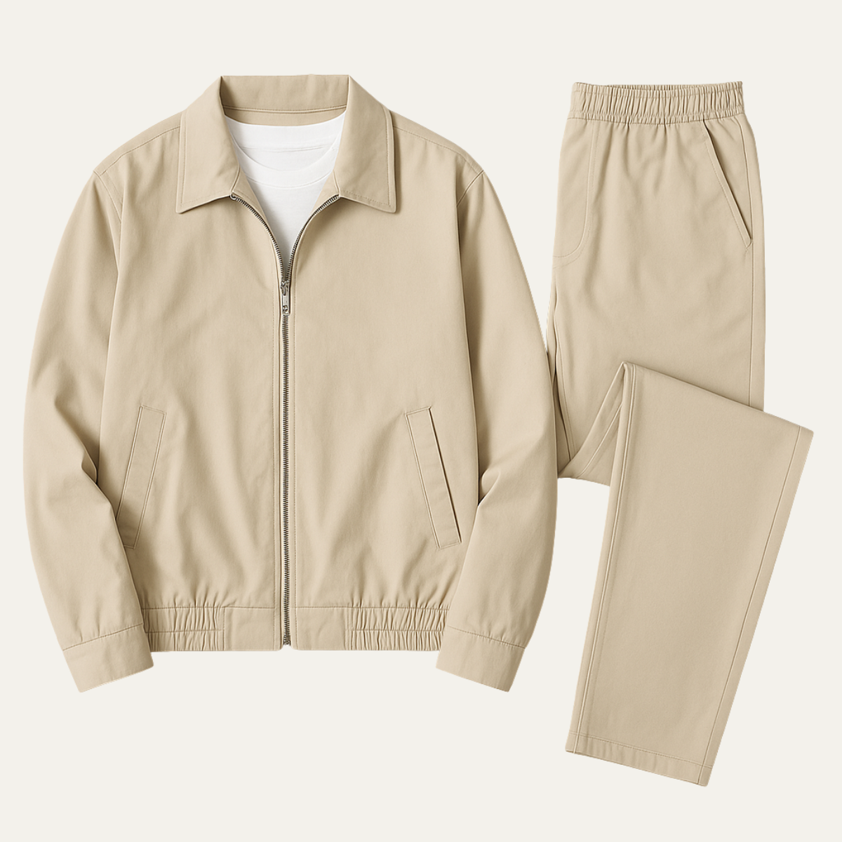 The Valencia Men’s Apricot Co Ord Set – Lightweight Cotton Jacket &amp; Pants