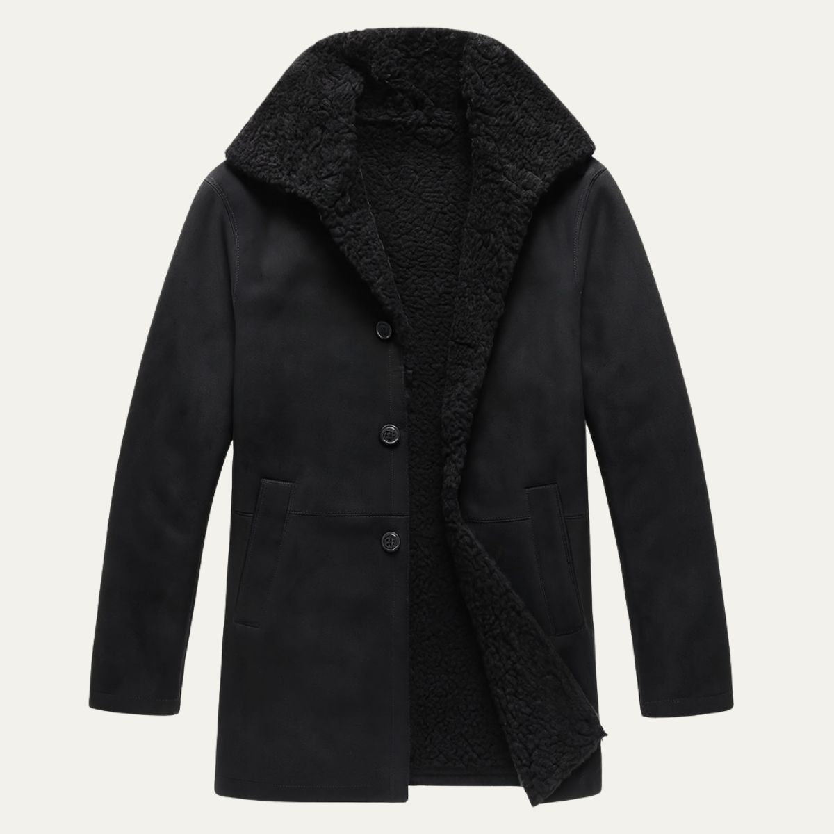Men's Sherpa Lined Wool Overcoat