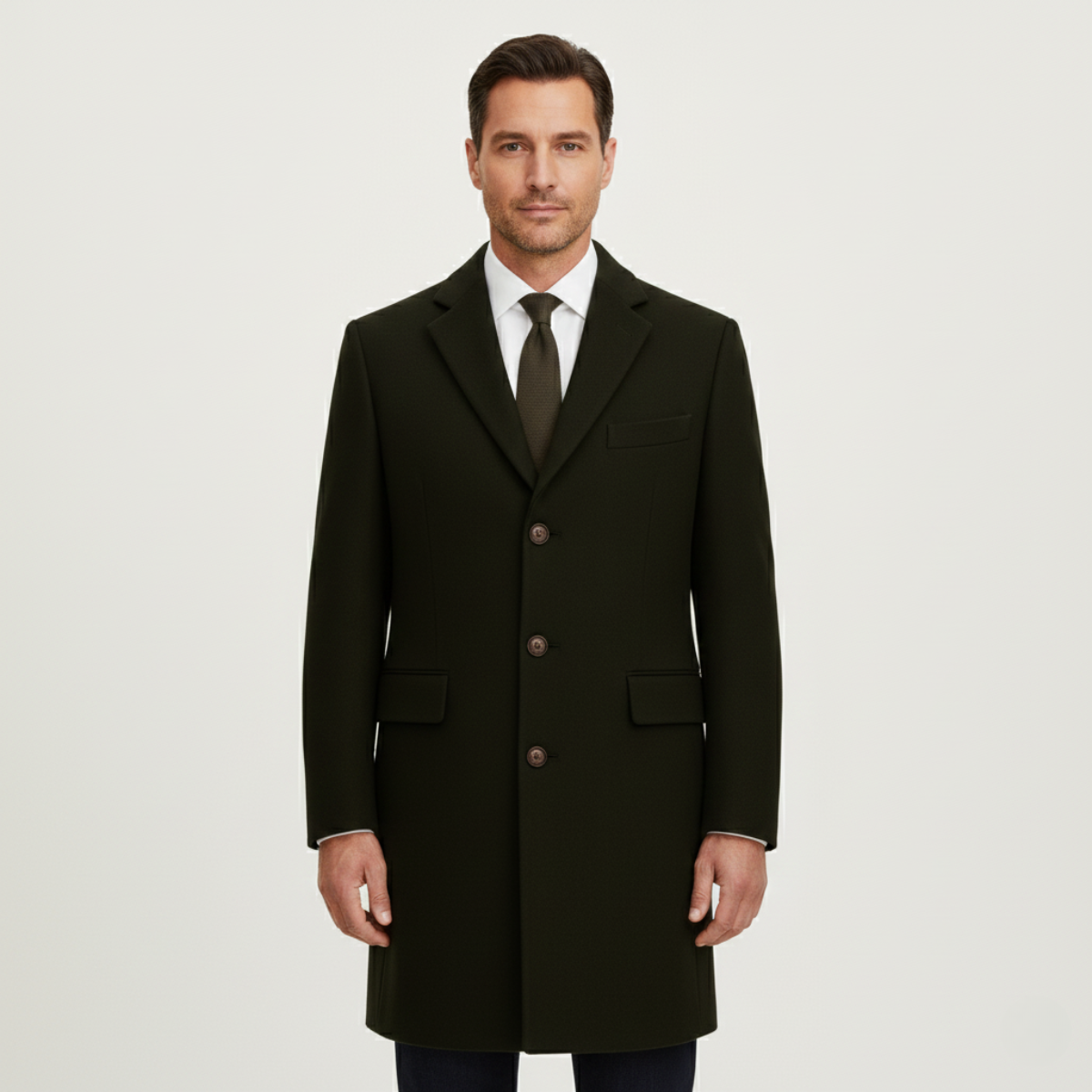 The Brianza Men’s Smart Single Breasted Wool Blend Overcoat