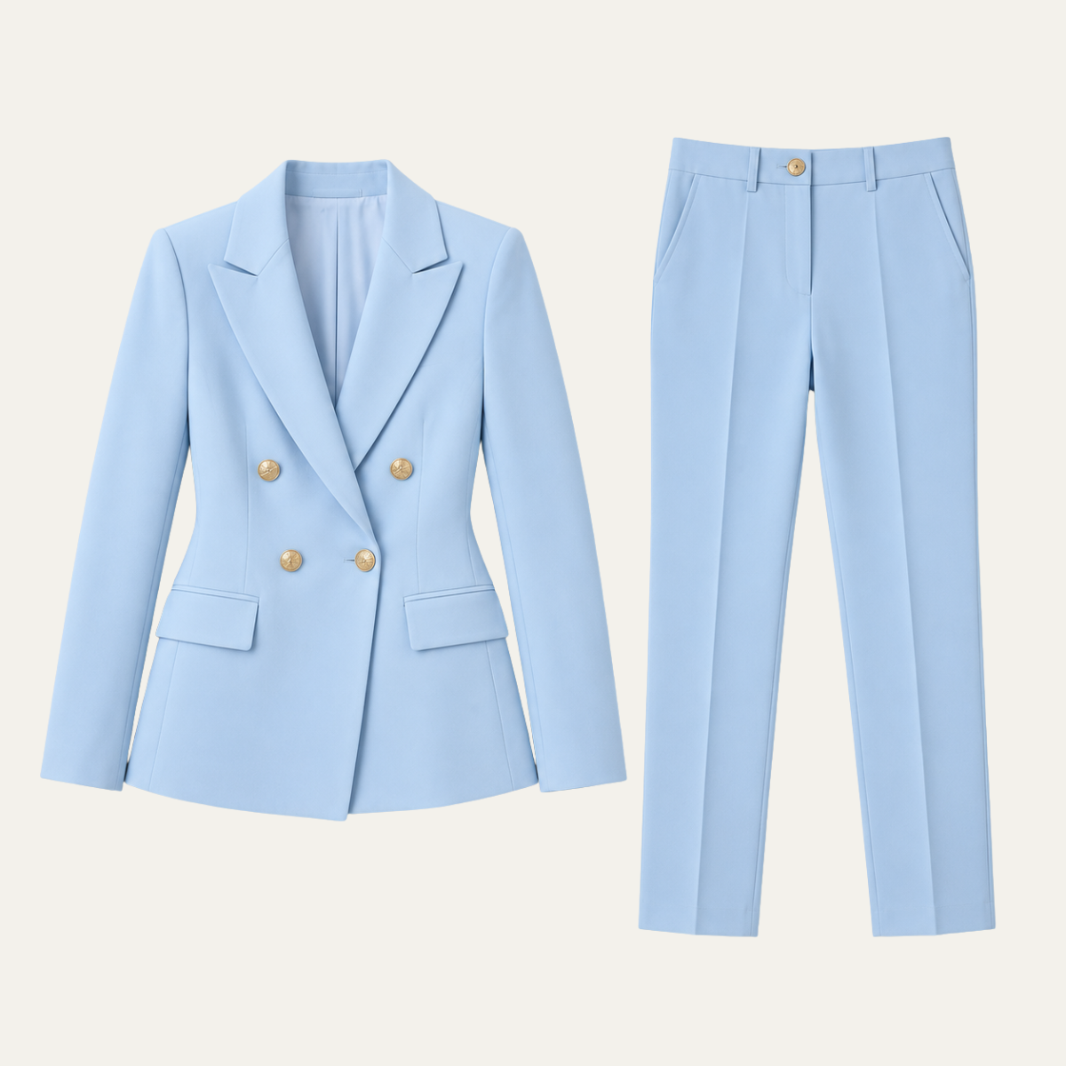 Tailored Blazer &amp; Straight Leg Pant Suit Set