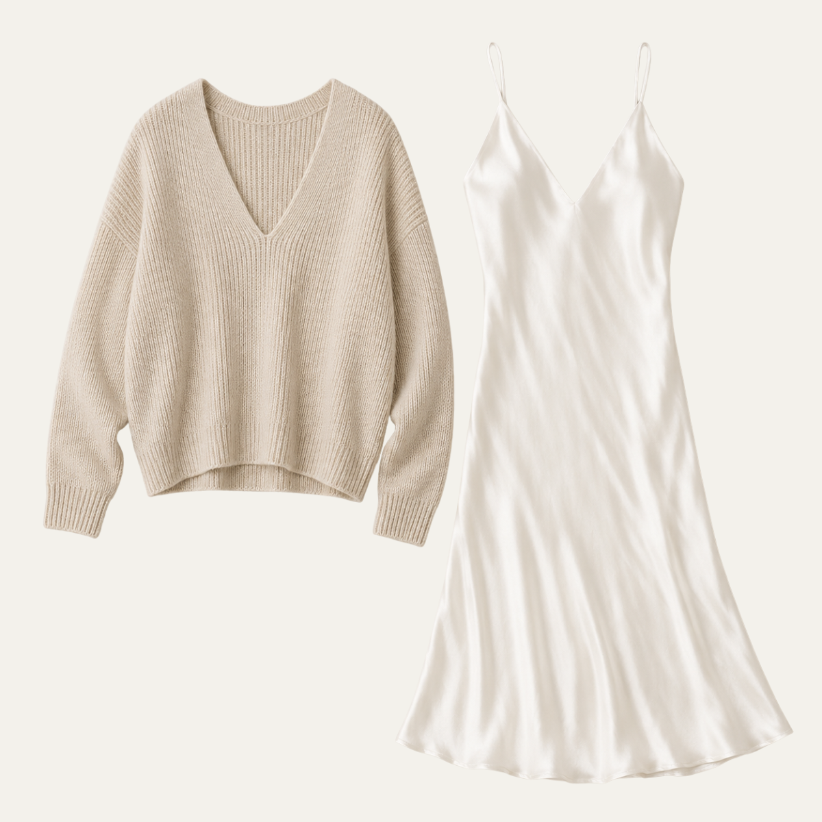 Premium Sweater &amp; Satin Maxi Skirt Set