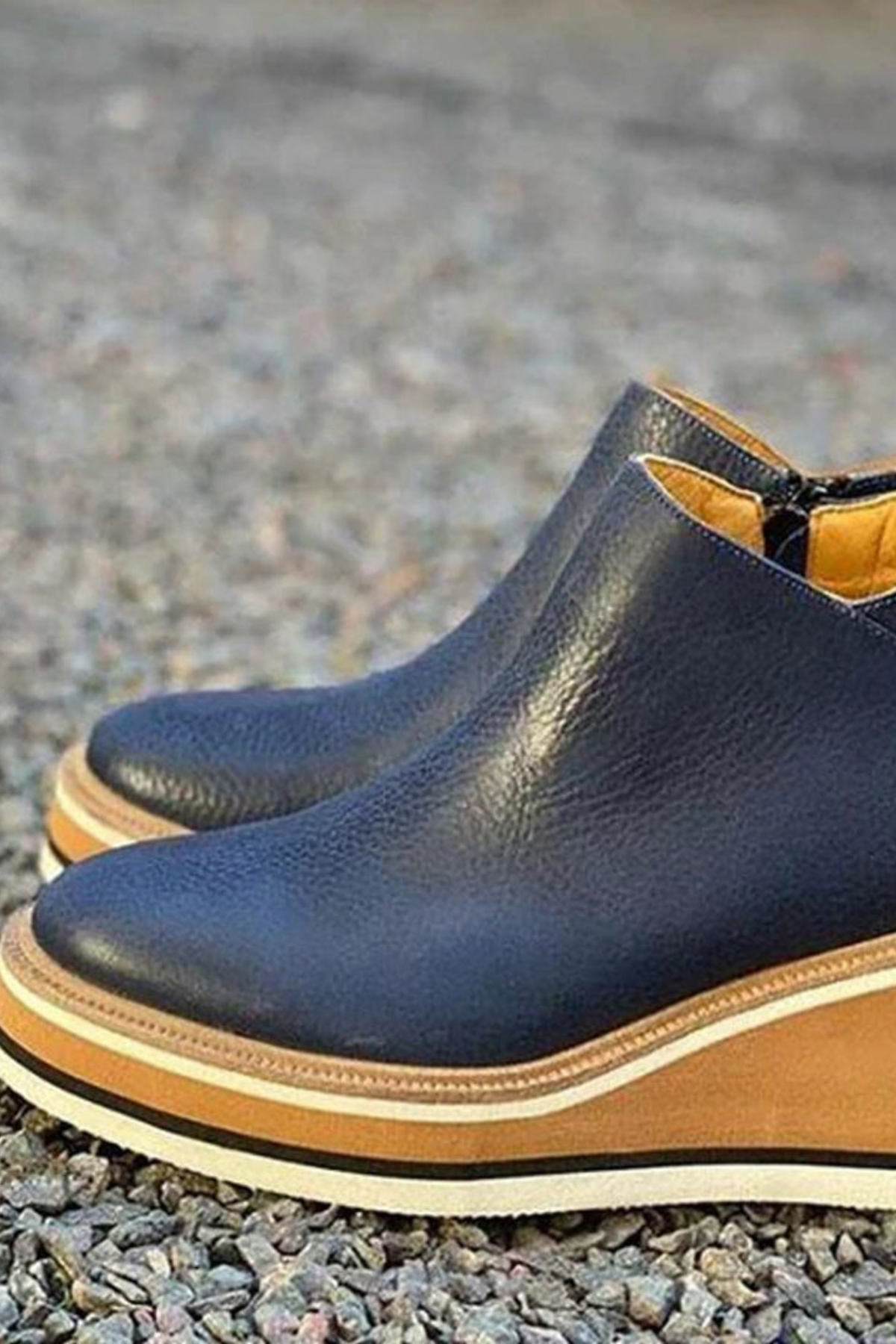 Women’s Platform Ankle Boots – Side Zip Wedge Booties