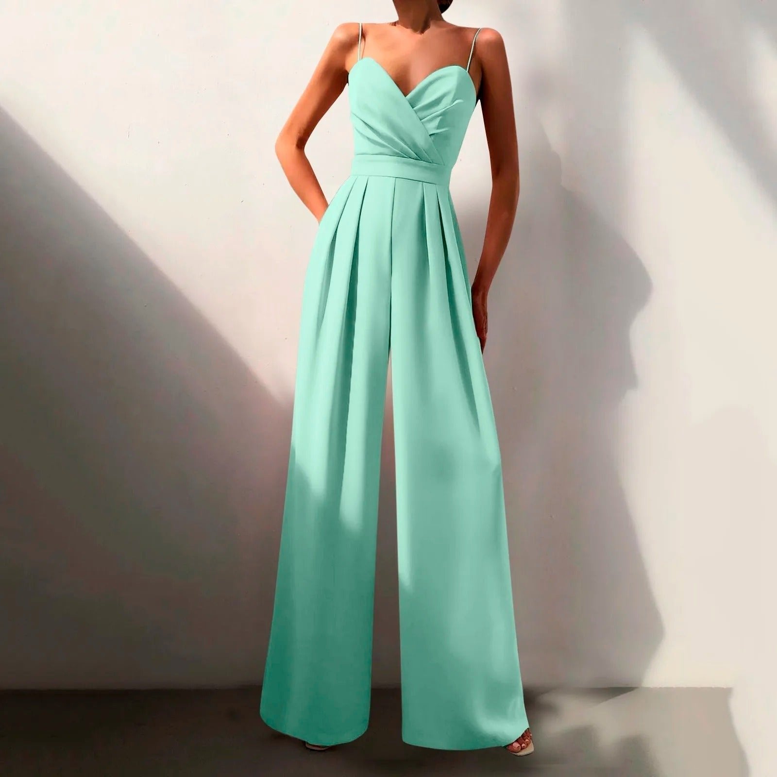 Women's Elegant Spaghetti Strap Wide Leg Jumpsuit